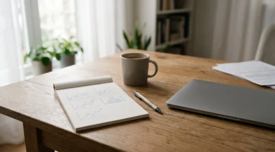 Professional editorial photograph showing financial data visualization with strategic focus on meaningful market insights