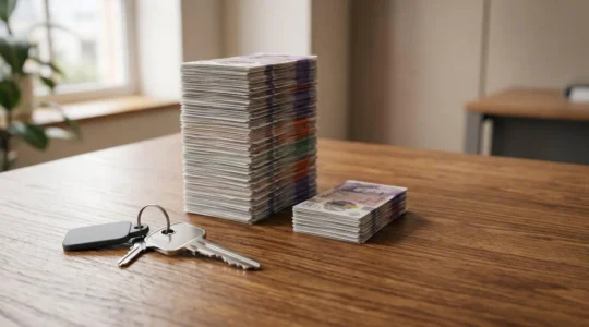 A visual representation contrasting advertised property returns with actual net profit outcomes