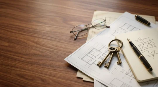Professional real estate investor reviewing distressed property documentation before auction
